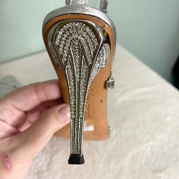 Unze Silver Gemstone Ankle Wrap Stiletto Size 5 - Picture 4 of 12